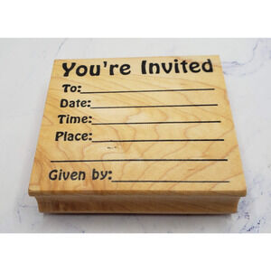 You're Invited Party Invitation The Stamp Pad Wood Mounted Rubber Stamp